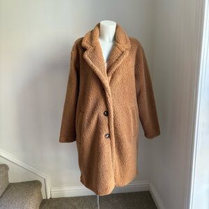 Time and Tru Notched Collar Faux Sherpa Teddy Coat
